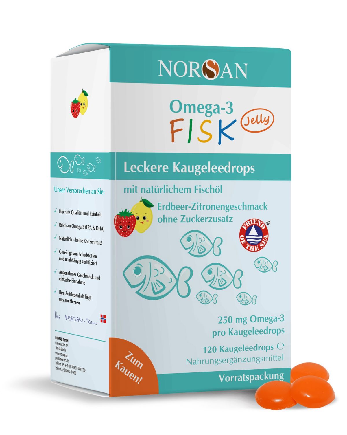 Norsan Omega3 FISK Jelly Packung à 120 Kaugeleedrops